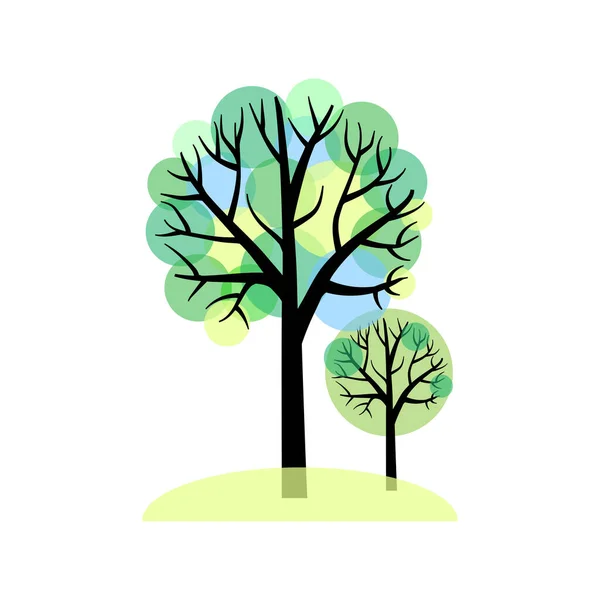 Цветные Точечные Деревья Дизайна Баннеров Элемент Летнего Пейзажа Векторная Иллюстрация — стоковый вектор