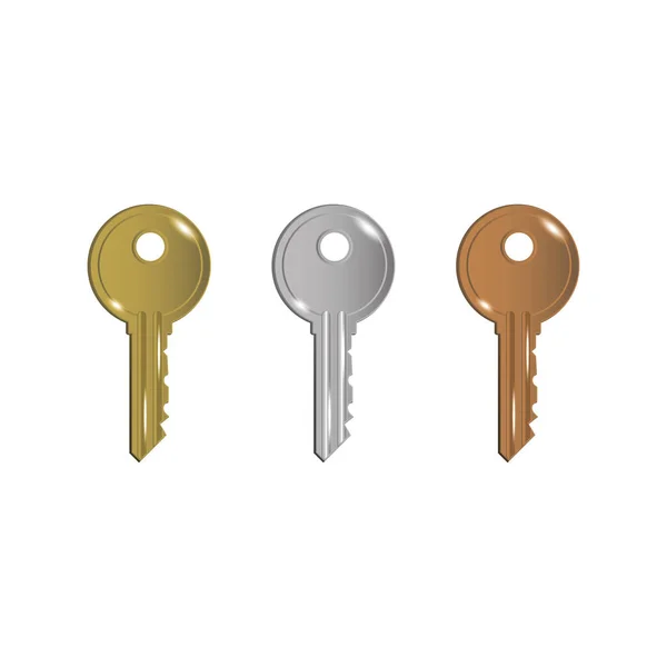 Silberschlüssel Hausschlüssel Silber Gold Bronze Schlüssel Home Symbol Vektorillustration Eps — Stockvektor