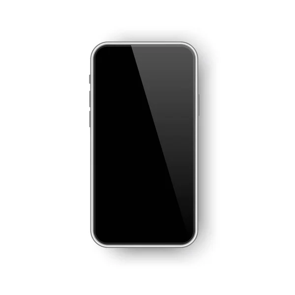 現実的な携帯電話の黒い画面 スマートフォンのアイコン モックアップ表示 ベクトルイラスト Eps — ストックベクタ