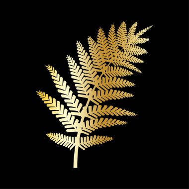 Altın eğreltiotu, siyah arka plan. Vektör çizimi. EPS 10.