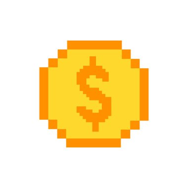 Altın sarısı pikseller. Bilgisayar oyunu. Vektör çizimi. EPS 10.