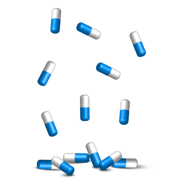 Cápsulas Queda Comprimidos Para Desenho Médico Ilustração Vetorial Eps — Vetor de Stock