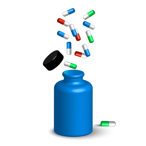 Pills Fall Bottles Realistic Vector Vector Illustration Eps — Stock Vector