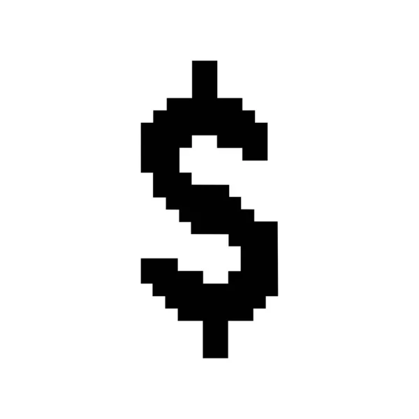 Zwart Pixel Dollarteken Financieel Icoon Vector Illustratie Eps — Stockvector