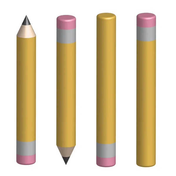 白い背景に3D鉛筆 教育の概念 ベクトルイラスト Eps — ストックベクタ
