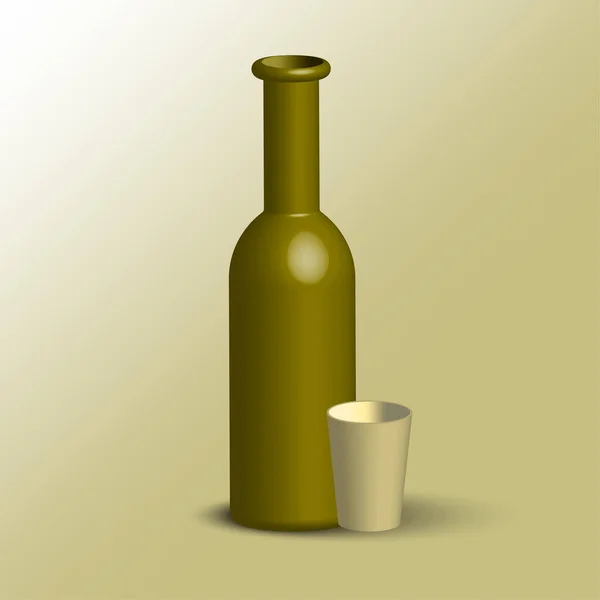 Flasche Mit Glas Realistisches Design Vektorillustration Eps — Stockvektor