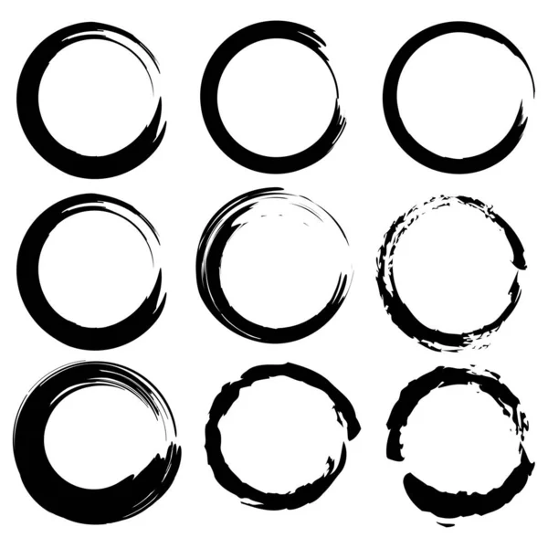 Πινέλο Κύκλους Λευκό Φόντο Υφή Του Grunge Στρογγυλό Σχήμα Εικονογράφηση — Διανυσματικό Αρχείο