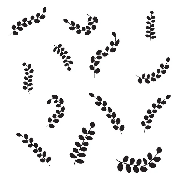 Елементи Листя Стебла Квітковий Намальований Фон Рукою Весняний Квітковий Візерунок — стоковий вектор
