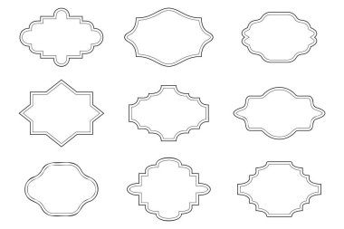 Klasik çerçeve seti. Tebrik kartı. Tasarım elemanı. Art deco düğün davetiyesi. Vektör çizimi. EPS 10.