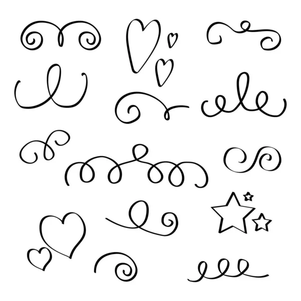 Hearts Lines Patterns Heart Symbol Elegant Decoration Vector Illustration Eps — Stock Vector