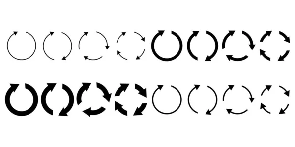Différentes Flèches Circulaires Couleur Noire Épaisseur Différente Illustration Vectorielle Spe — Image vectorielle
