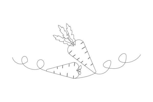 Лінійне Мистецтво Моркви Безперервна Лінія Креслення Органічна Їжа Векторні Ілюстрації — стоковий вектор