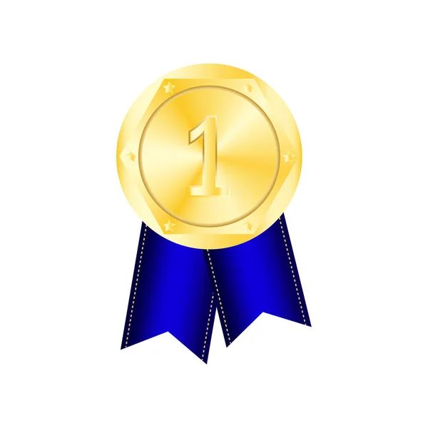 Fita Azul Medalha Design Certificado Ilustração Vetorial Eps — Vetor de Stock