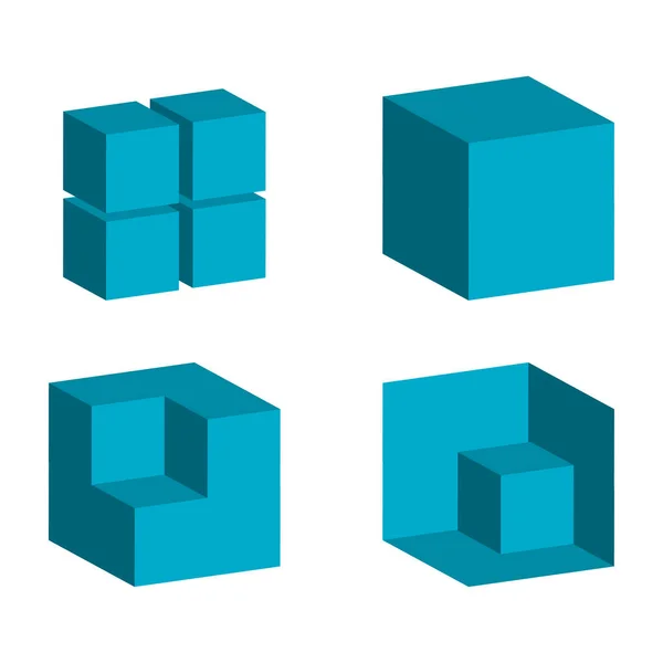 Μπλε Κυβικό Σχήμα Εικονίδιο Για Σχεδιασμό Έννοια Στοιχείο Σχεδιασμού Εικονιδίων — Διανυσματικό Αρχείο