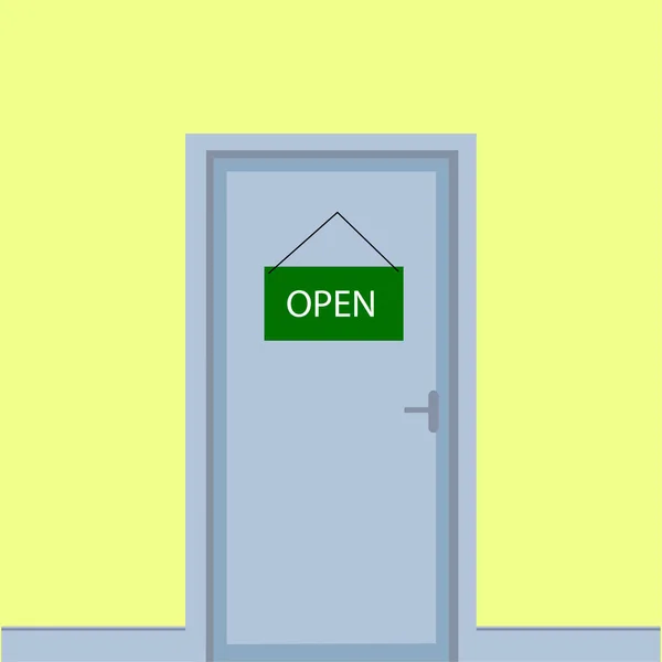 レトロなスタイルで看板付きのドア 緊急シンボル ベクトルイラスト Eps — ストックベクタ