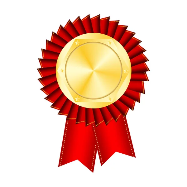 Medalla Oro Cinta Roja Fondo Rojo Oro Ilustración Vectorial Eps — Vector de stock