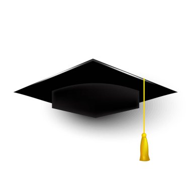 Gerçekçi öğrenci şapkası. Ödül geçmişi. Akademi ödülü. Vektör çizimi. EPS 10.