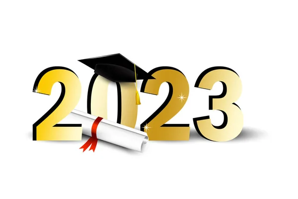 Graduação Arte Papel Estudantes 2023 Mensagem Parabéns Ilustração Vetorial Eps — Vetor de Stock