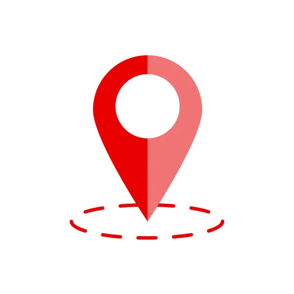 Красный Круг Белом Фоне Расположение Метки Векторная Иллюстрация Eps — стоковый вектор
