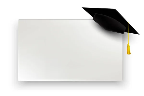 Mezuniyet Şapkası Diplomasının Gerçekçi Çizimi Eğitim Diploma Töreni Konsepti Vektör — Stok Vektör