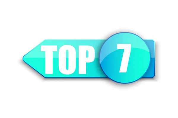 Top Logotipo Pequeno Autocolante Azul Vencedor Sete Melhor Classificação Fita — Vetor de Stock