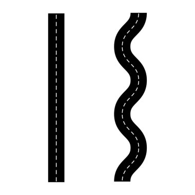 Patikaları ve kavşakları olan yol ve caddeler. Şehir haritası için elementler Otoyol asfalt yolu trafik caddeleri. Vektör çizimi. EPS 10.