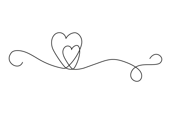 Μαύρη Γραμμή Καρδιάς Λευκό Φόντο Μινιμαλιστική Τέχνη Περιγράμματος Αγάπης Εικονογράφηση — Διανυσματικό Αρχείο