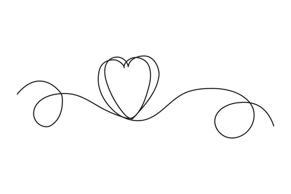 Μαύρη Γραμμή Καρδιάς Λευκό Φόντο Μινιμαλιστική Τέχνη Περιγράμματος Αγάπης Εικονογράφηση — Διανυσματικό Αρχείο