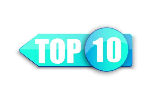 Top Logotipo Pequeno Adesivo Vencedor Azul Dez Melhor Classificação Fita — Vetor de Stock