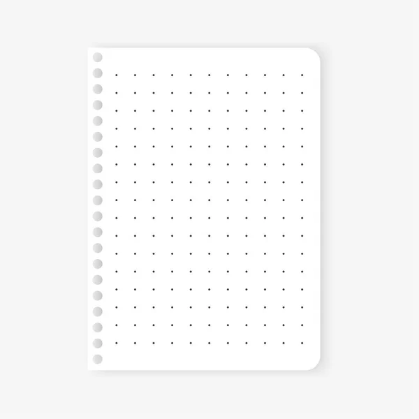 Empty Dotted Paper Page Note Mockup School Blank Clean Notebook — Stock Vector