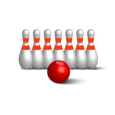 Bowling fıçı maketi seti. Gerçekçi illüstrasyon ağ için fıçı şeklinde. Vektör çizimi. EPS 10.