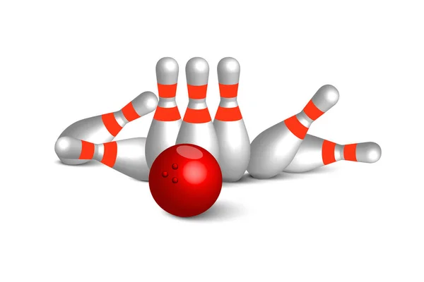 Jogo Bowling Kegling Mockup Ilustração Realista Kegling Mockup Para Web — Vetor de Stock