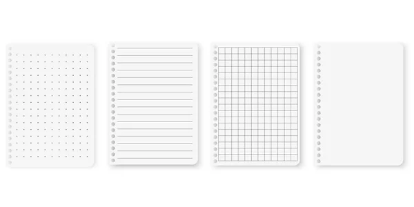 ノートやコピーブックの正方形と並んで紙シート 行と正方形のメモ帳のページを設定します ベクトルイラスト Eps — ストックベクタ