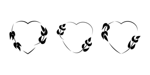 Μαύρα Φλοράλ Γραφικά Πλαίσια Διακόσμηση Λουλουδιών Γάμου Στεφάνι Δάφνης Εικονογράφηση — Διανυσματικό Αρχείο