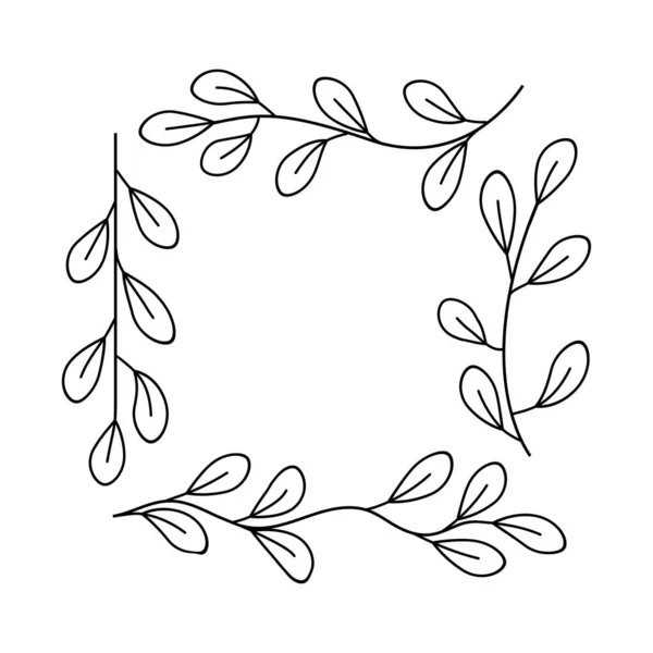 Black Floral Graphics Frames Wedding Floral Decoration Laurel Wreath Vector — Stock Vector