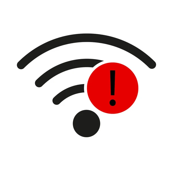 Wifi Symbol Mit Ausrufezeichen Der Mitte Das Kostenloses Internet Zeigt — Stockvektor