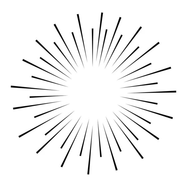 Solstrålar Handritade Linjär Ritning Vektorillustration Eps — Stock vektor