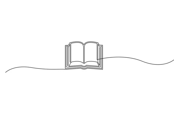 Libro Una Línea Dibujo Bandera Ilustración Vectorial Eps — Vector de stock