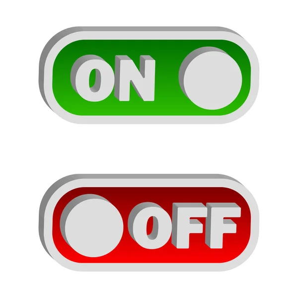 Botones Encendido Apagado Del Interruptor Palanca Con Dispositivos Modernos Letras — Archivo Imágenes Vectoriales
