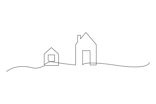 Kontinuierlich Dünner Strich Nach Hause Minimalistisches Haus Symbol Eine Zeile — Stockvektor