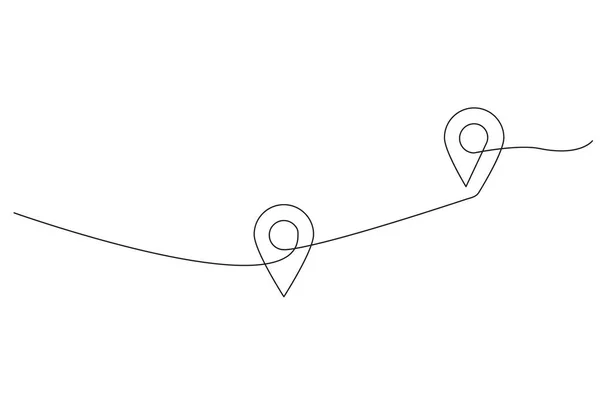 パスと位置ポインタの連続1行描画 細い線式で2点 Gpsナビゲーションと旅行の概念 ベクトルイラスト Eps — ストックベクタ