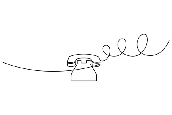 Telefone Velho Uma Linha Que Desenha Contínuo Telefone Retro Dos — Vetor de Stock