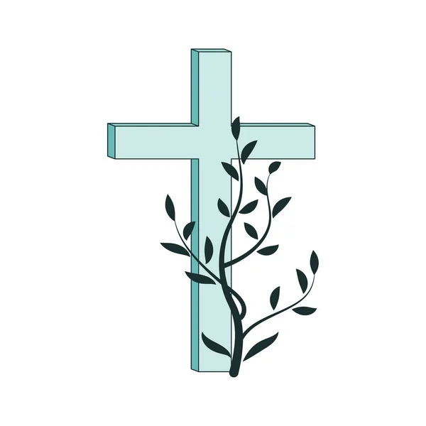 Grafico Pasqua Croce Clipart Accordi Floreali Primaverili Croci Battesimo Invito — Vettoriale Stock