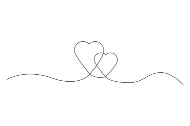 Aralıksız çizilen aşk işareti ve iki kalp. Vektör çizimi. EPS 10.