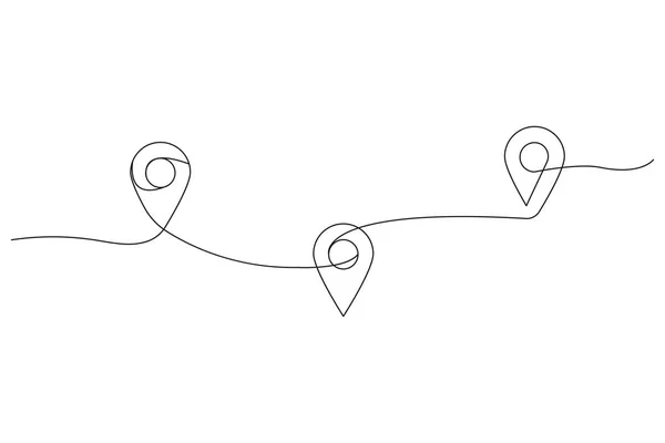 細いリニアスタイルで進行中のシンプルなピン Gpsナビゲーションと旅行の概念 ベクトルイラスト Eps — ストックベクタ