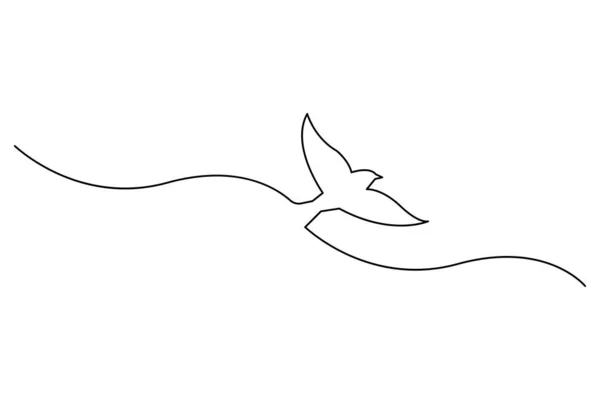 Dessin Ligne Continue Colombe Volant Vers Haut Oiseau Symbole Paix — Image vectorielle