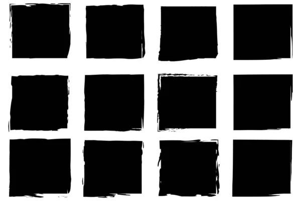 Grunge Square Şablonu Arka Planlar Pis Grunge Tasarım Çerçeveleri Siyah — Stok Vektör
