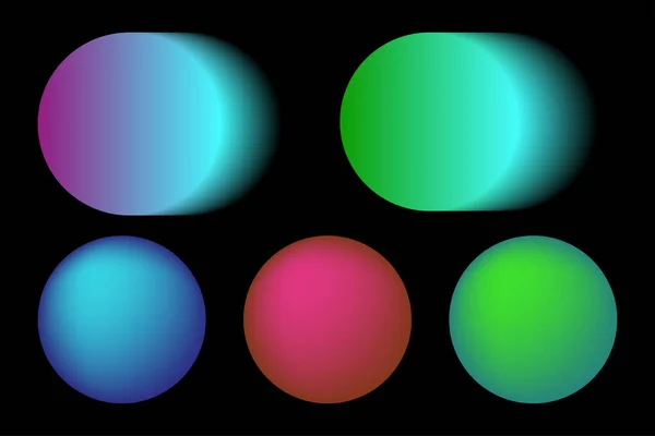 Набор Светящихся Неоновых Цветовых Кругов Круглая Форма Черном Фоне Технологическая — стоковый вектор