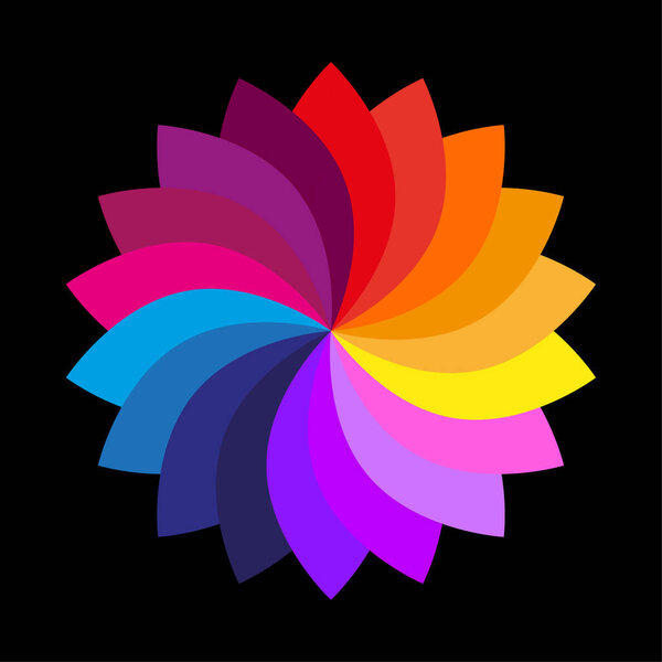 Circle of primary primary color, second stage, on a black background. Vector illustration. stock image. EPS 10.