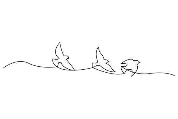 Непрерывный Рисование Линии Полета Вверх Голубя Птица Символ Мира Свободы — стоковый вектор